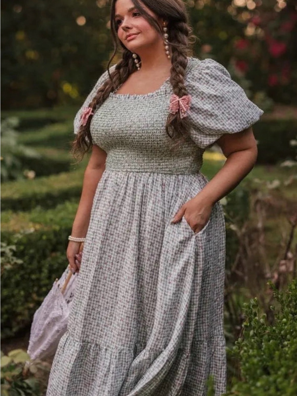 JessaKae Rosie Posie Floral Smocked Puff Sleeve Midi Dress